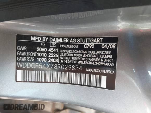 2008 Mercedes-Benz C 300 Sport z VIN WDDGF54X78R029834, wystawiony jako IAAI lot #43354217 z przebiegiem 170 855 mil mil oraz . Historia ofert i sprzedaży dostępna na DreamBid. Obrazek 9.