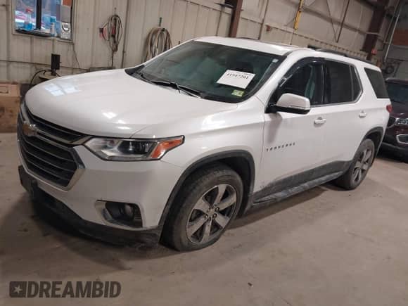 2019 Chevrolet Traverse LT with VIN 1GNEVHKW8KJ188245, listed as a IAAI auction lot 41947201 with 109,927 mi miles and . Bid and sale history available at DreamBid. Image 2.