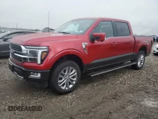 2024 Ford F-150 King Ranch с VIN 1FTFW6L83RFB98984, выставлен на аукционе Copart как лот 44973735 с пробегом 3 395 миль миль и Списание • Salvage title. История ставок и продаж доступна на DreamBid. Изображение 1.