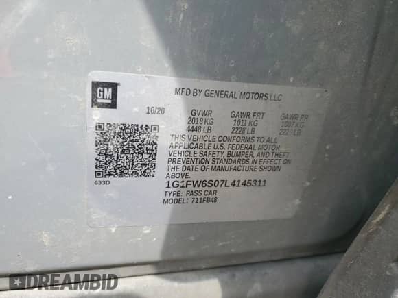 2020 Chevrolet Bolt EV LT с VIN 1G1FW6S07L4145311, выставлен на аукционе Copart как лот 67267725 с пробегом Не указан миль и Списание • Salvage title. История ставок и продаж доступна на DreamBid. Изображение 14.