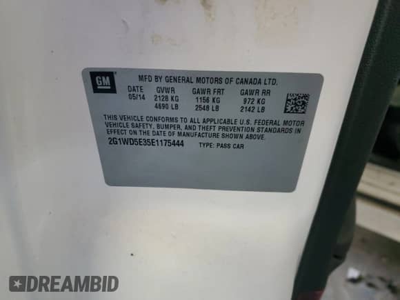 2014 Chevrolet Impala Police Police with VIN 2G1WD5E35E1175444, listed as a Copart auction lot 45202965 with Not provided miles and Salvage title. Bid and sale history available at DreamBid. Image 12.