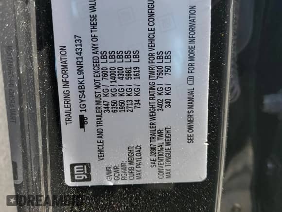 2022 Cadillac Escalade Premium Luxury с VIN 1GYS4BKL9NR143137, выставлен на аукционе Copart как лот 55145505 с пробегом 56 001 миль миль и Списание • Salvage title. История ставок и продаж доступна на DreamBid. Изображение 13.