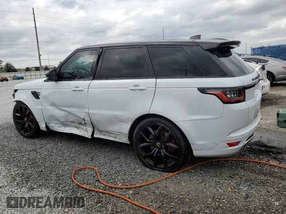 2020 Land Rover Range Rover Sport SVR with VIN SALWZ2RE8LA709700, listed as a Copart auction lot 45527625 with 50,256 mi miles and Non repairable. Bid and sale history available at DreamBid. Image 2.