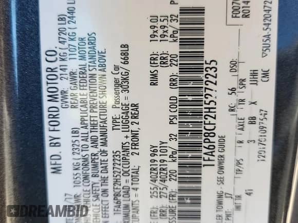 2017 Ford Mustang GT z VIN 1FA6P8CF2H5272235, wystawiony jako Copart lot #82162045 z przebiegiem 83 940 mil mil oraz Szkoda całkowita • Salvage title. Historia ofert i sprzedaży dostępna na DreamBid. Obrazek 12.