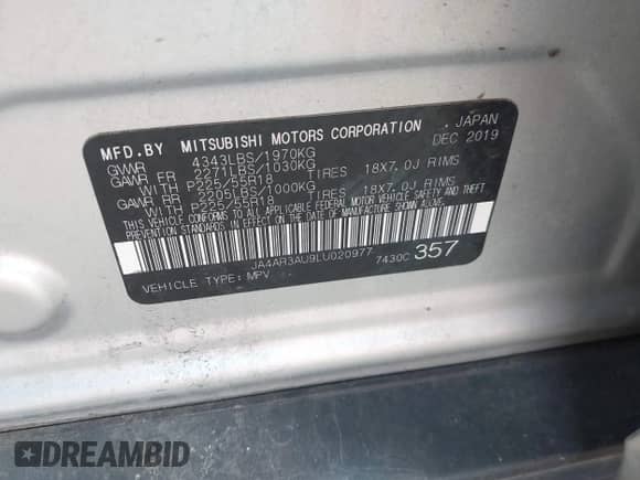 2020 Mitsubishi Outlander ES с VIN JA4AR3AU9LU020977, выставлен на аукционе IAAI как лот 43136861 с пробегом 113 524 миль миль и . История ставок и продаж доступна на DreamBid. Изображение 9.