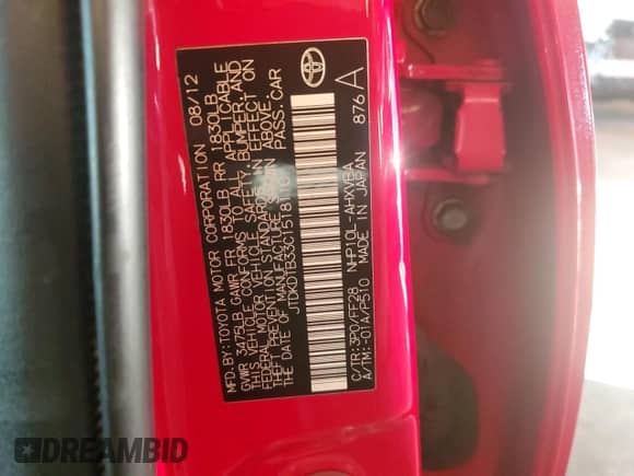 2012 Toyota Prius Two с VIN JTDKDTB33C1518110, выставлен на аукционе Copart как лот 90323555 с пробегом 124 145 миль миль и Списание • Salvage title. История ставок и продаж доступна на DreamBid. Изображение 12.