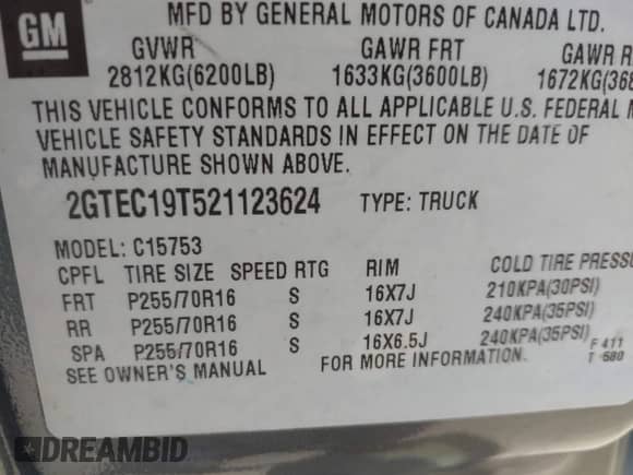 2002 GMC Sierra 1500 SLE с VIN 2GTEC19T521123624, выставлен на аукционе IAAI как лот 42567669 с пробегом 264 545 миль миль и . История ставок и продаж доступна на DreamBid. Изображение 9.