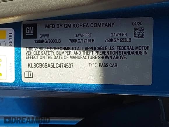 2020 Chevrolet Spark LS z VIN KL8CB6SA5LC474537, wystawiony jako IAAI lot #43047671 z przebiegiem 75 751 mil mil oraz . Historia ofert i sprzedaży dostępna na DreamBid. Obrazek 9.