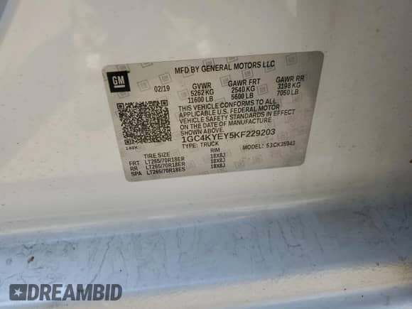 2019 Chevrolet Silverado 3500HD High Country с VIN 1GC4KYEY5KF229203, выставлен на аукционе Copart как лот 57659055 с пробегом 98 327 миль миль и Списание • Salvage title. История ставок и продаж доступна на DreamBid. Изображение 12.