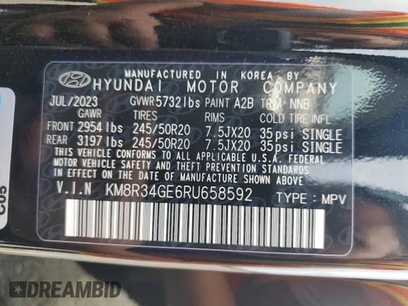 2024 Hyundai Palisade XRT с VIN KM8R34GE6RU658592, выставлен на аукционе Copart как лот 71793595 с пробегом 32 935 миль миль и Списание • Salvage title. История ставок и продаж доступна на DreamBid. Изображение 13.