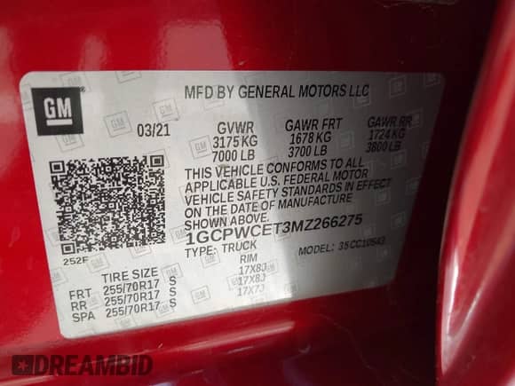 2021 Chevrolet Silverado 1500 LT with VIN 1GCPWCET3MZ266275, listed as a IAAI auction lot 43066913 with 31,684 mi miles and . Bid and sale history available at DreamBid. Image 9.