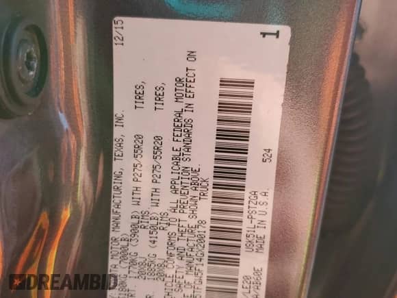 2016 Toyota Tundra Platinum with VIN 5TFGW5F14GX200178, listed as a Copart auction lot 42109615 with Not provided miles and Salvage title. Bid and sale history available at DreamBid. Image 14.