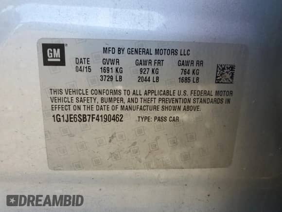 2015 Chevrolet Sonic LTZ с VIN 1G1JE6SB7F4190462, выставлен на аукционе Copart как лот 86410265 с пробегом 119 679 миль миль и Чистый • Clean title. История ставок и продаж доступна на DreamBid. Изображение 12.