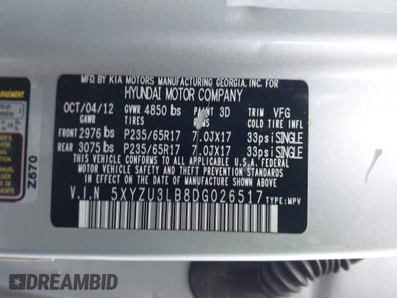 2013 Hyundai Santa Fe Sport с VIN 5XYZU3LB8DG026517, выставлен на аукционе IAAI как лот 43320338 с пробегом 235 802 миль миль и . История ставок и продаж доступна на DreamBid. Изображение 9.