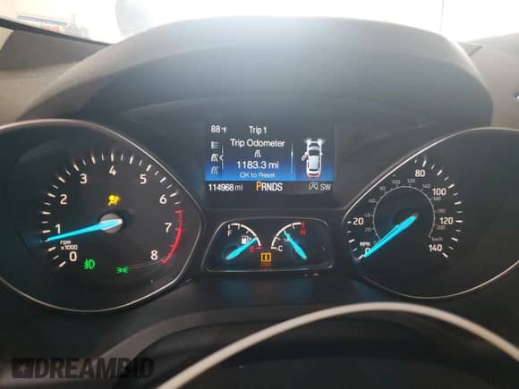 2017 Ford Escape Titanium with VIN 1FMCU0J91HUD92047, listed as a Copart auction lot 59494725 with 114,968 mi miles and Salvage title. Bid and sale history available at DreamBid. Image 9.