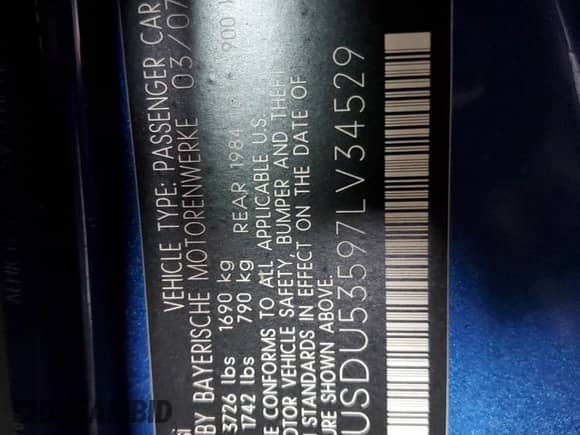 2007 BMW Z4 с VIN 4USDU53597LV34529, выставлен на аукционе Copart как лот 83857544 с пробегом 62 716 миль миль и Списание • Salvage title. История ставок и продаж доступна на DreamBid. Изображение 12.