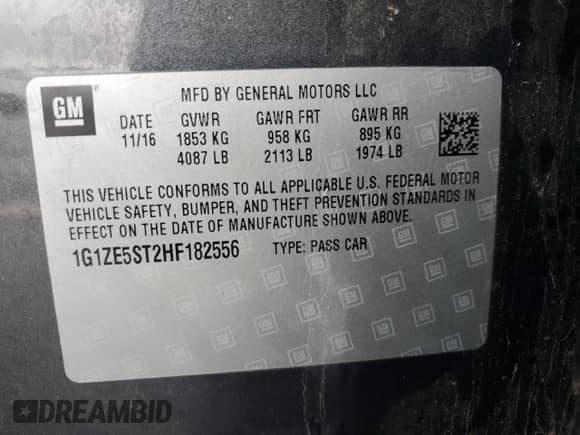 2017 Chevrolet Malibu LT с VIN 1G1ZE5ST2HF182556, выставлен на аукционе Copart как лот 70159065 с пробегом 136 658 миль миль и Списание • Salvage title. История ставок и продаж доступна на DreamBid. Изображение 12.