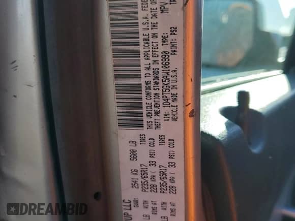 2010 Dodge Nitro SXT with VIN 1D4PT5GK5AW106990, listed as a Copart auction lot 88719415 with 193,019 mi miles and Salvage title. Bid and sale history available at DreamBid. Image 13.