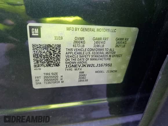 2020 Chevrolet Traverse RS z VIN 1GNEVJKW2LJ167951, wystawiony jako Copart lot #42196525 z przebiegiem 39 795 mil mil oraz Szkoda całkowita • Salvage title. Historia ofert i sprzedaży dostępna na DreamBid. Obrazek 13.