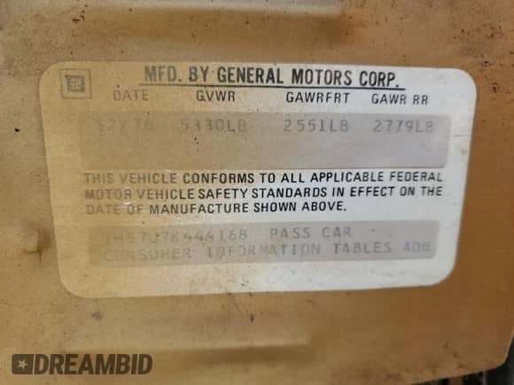 1977 Chevrolet Monte Carlo с VIN 1H57U7K444168, выставлен на аукционе Copart как лот 50740855 с пробегом 12 257 миль миль и Чистый • Clean title. История ставок и продаж доступна на DreamBid. Изображение 12.