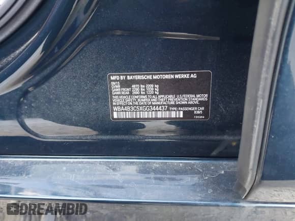 2016 BMW 4 Series 435i xDrive z VIN WBA4B3C5XGG344437, wystawiony jako IAAI lot #41240103 z przebiegiem Nie podano mil oraz . Historia ofert i sprzedaży dostępna na DreamBid. Obrazek 9.