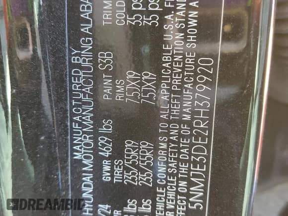 2024 Hyundai Tucson Limited с VIN 5NMJE3DE2RH379920, выставлен на аукционе Copart как лот 49956515 с пробегом 42 957 миль миль и Списание • Salvage title. История ставок и продаж доступна на DreamBid. Изображение 15.