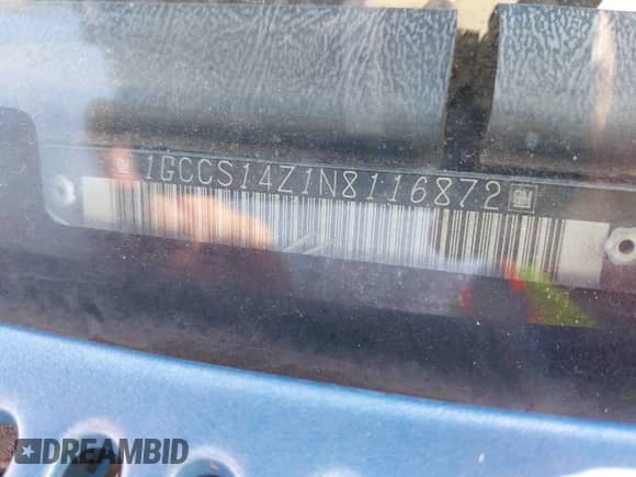 1992 Chevrolet S-10 с VIN 1GCCS14Z1N8116872, выставлен на аукционе IAAI как лот 42506125 с пробегом 147 878 миль миль и . История ставок и продаж доступна на DreamBid. Изображение 9.