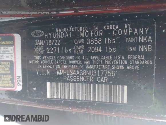 2022 Hyundai Elantra SEL с VIN KMHLS4AG8NU317756, выставлен на аукционе IAAI как лот 42258257 с пробегом 31 179 миль миль и . История ставок и продаж доступна на DreamBid. Изображение 9.