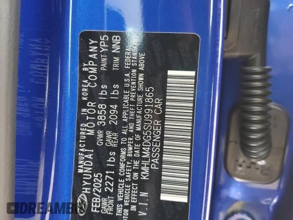 2025 Hyundai Elantra SEL Sport with VIN KMHLM4DG5SU991865, listed as a Copart auction lot 56577565 with 1,959 mi miles and Non repairable. Bid and sale history available at DreamBid. Image 12.