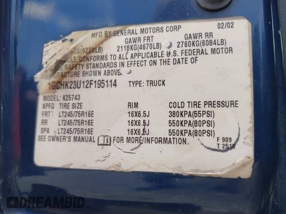 2002 Chevrolet Silverado 2500HD LS с VIN 1GCHK23U12F195114, выставлен на аукционе IAAI как лот 42514216 с пробегом 315 177 миль миль и . История ставок и продаж доступна на DreamBid. Изображение 9.