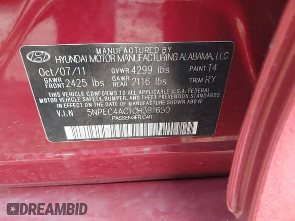 2012 Hyundai Sonata Limited с VIN 5NPEC4AC1CH391650, выставлен на аукционе IAAI как лот 40964825 с пробегом 82 429 миль миль и . История ставок и продаж доступна на DreamBid. Изображение 9.