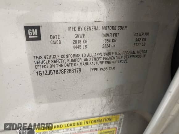 2008 Chevrolet Malibu 2LT с VIN 1G1ZJ57B78F268179, выставлен на аукционе IAAI как лот 43008529 с пробегом 171 388 миль миль и . История ставок и продаж доступна на DreamBid. Изображение 9.