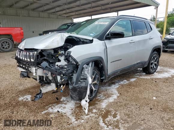 2025 Jeep Compass Limited with VIN 3C4NJDCN7ST561187, listed as a Copart auction lot 71038325 with 13,399 mi miles and Non repairable. Bid and sale history available at DreamBid. Image 1.