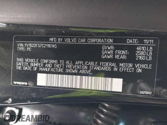 2012 Volvo S60 T5 с VIN YV1622FS7C2116145, выставлен на аукционе IAAI как лот 42560076 с пробегом 91 493 миль миль и . История ставок и продаж доступна на DreamBid. Изображение 9.