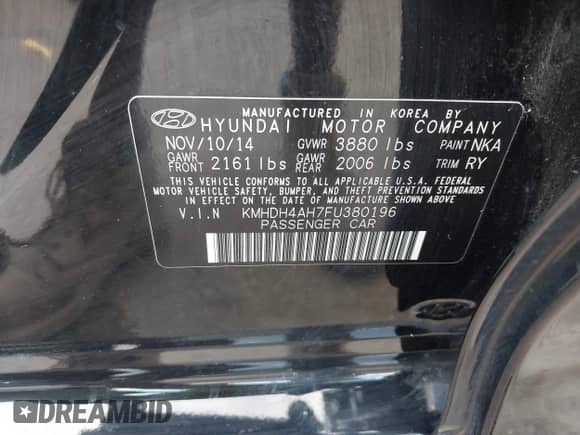 2015 Hyundai Elantra Sport с VIN KMHDH4AH7FU380196, выставлен на аукционе IAAI как лот 42639962 с пробегом 99 725 миль миль и . История ставок и продаж доступна на DreamBid. Изображение 9.