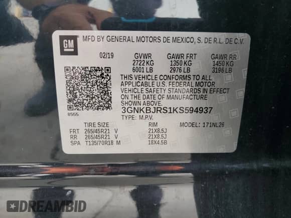 2019 Chevrolet Blazer RS с VIN 3GNKBJRS1KS594937, выставлен на аукционе Copart как лот 68915095 с пробегом 77 838 миль миль и Списание • Salvage title. История ставок и продаж доступна на DreamBid. Изображение 12.