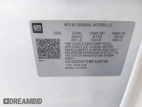 2022 Chevrolet Malibu LT z VIN 1G1ZD5ST1NF124730, wystawiony jako IAAI lot #43152572 z przebiegiem 65 059 mil mil oraz . Historia ofert i sprzedaży dostępna na DreamBid. Obrazek 9.