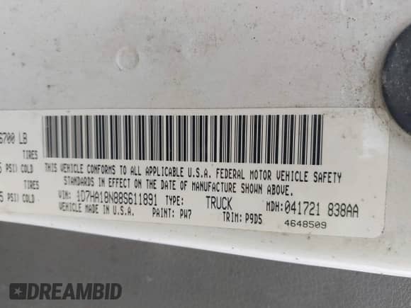 2008 Dodge 1500 SLT с VIN 1D7HA18N88S611891, выставлен на аукционе IAAI как лот 42188067 с пробегом 252 629 миль миль и . История ставок и продаж доступна на DreamBid. Изображение 9.
