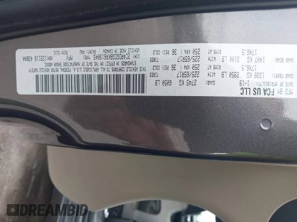 2019 Dodge Grand Caravan SXT с VIN 2C4RDGCG6KR619045, выставлен на аукционе IAAI как лот 43512872 с пробегом 100 189 миль миль и . История ставок и продаж доступна на DreamBid. Изображение 9.