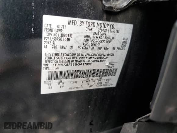 2011 Ford Explorer Limited z VIN 1FMHK8F86BGA17089, wystawiony jako Copart lot #68947015 z przebiegiem 179 293 mil mil oraz Szkoda całkowita • Salvage title. Historia ofert i sprzedaży dostępna na DreamBid. Obrazek 14.