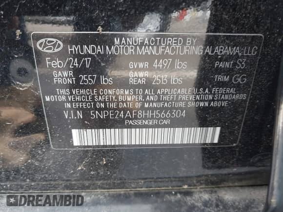 2017 Hyundai Sonata SE z VIN 5NPE24AF8HH566304, wystawiony jako IAAI lot #43064721 z przebiegiem 116 974 mil mil oraz . Historia ofert i sprzedaży dostępna na DreamBid. Obrazek 9.