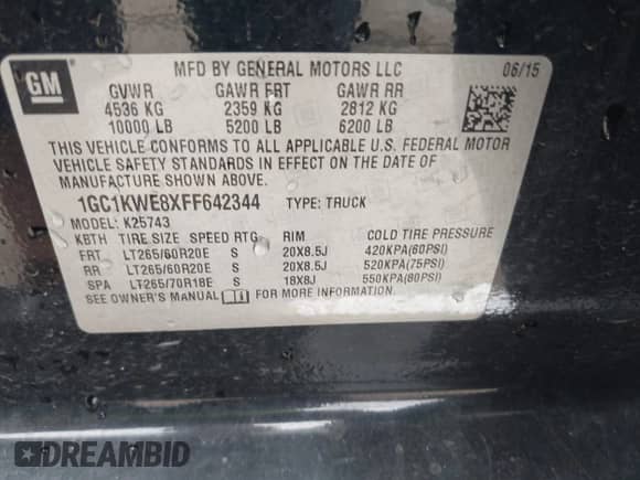 2015 Chevrolet Silverado 2500HD LTZ с VIN 1GC1KWE8XFF642344, выставлен на аукционе IAAI как лот 43053101 с пробегом 169 693 миль миль и . История ставок и продаж доступна на DreamBid. Изображение 9.
