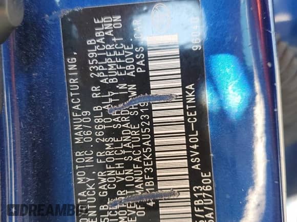 2010 Toyota Camry with VIN 4T1BF3EK5AU523197, listed as a Copart auction lot 71058285 with 158,933 mi miles and Salvage title. Bid and sale history available at DreamBid. Image 12.