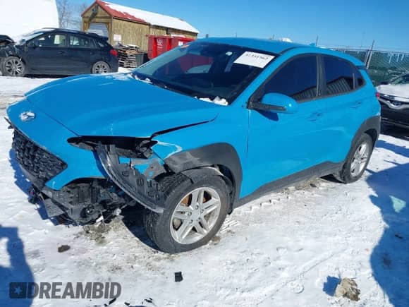 2022 Hyundai Kona SE with VIN KM8K22AB0NU873371, listed as a IAAI auction lot 41351562 with 67,636 mi miles and . Bid and sale history available at DreamBid. Image 2.