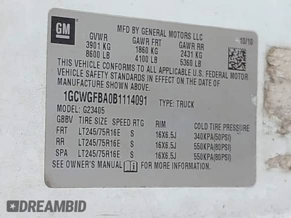 2011 Chevrolet Express Cargo с VIN 1GCWGFBA0B1114091, выставлен на аукционе IAAI как лот 43234920 с пробегом 368 067 миль миль и . История ставок и продаж доступна на DreamBid. Изображение 9.