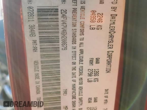 2006 Dodge Magnum with VIN 2D4FV47V46H200679, listed as a Copart auction lot 80905844 with 296,243 mi miles and Salvage title. Bid and sale history available at DreamBid. Image 13.