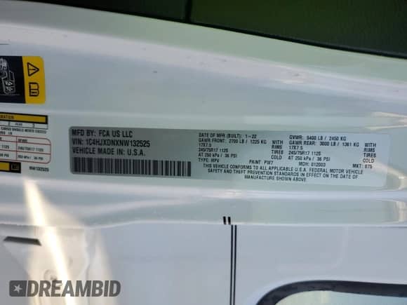 2022 Jeep Wrangler Unlimited Sport с VIN 1C4HJXDNXNW132525, выставлен на аукционе Copart как лот 72717044 с пробегом 23 215 миль миль и Списание • Salvage title. История ставок и продаж доступна на DreamBid. Изображение 14.