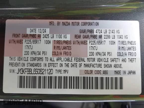 2025 Mazda CX-5 S Select z VIN JM3KFBBL6S0621120, wystawiony jako IAAI lot #42927385 z przebiegiem 13 538 mil mil oraz . Historia ofert i sprzedaży dostępna na DreamBid. Obrazek 9.