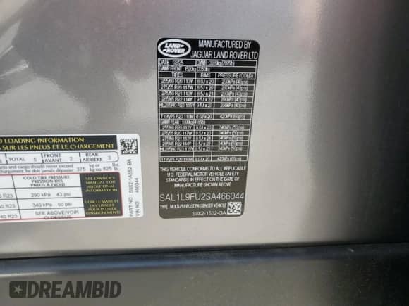 2025 Land Rover Range Rover Sport Dynamic SE with VIN SAL1L9FU2SA466044, listed as a Copart auction lot 80168135 with 6,561 mi miles and Salvage title. Bid and sale history available at DreamBid. Image 14.