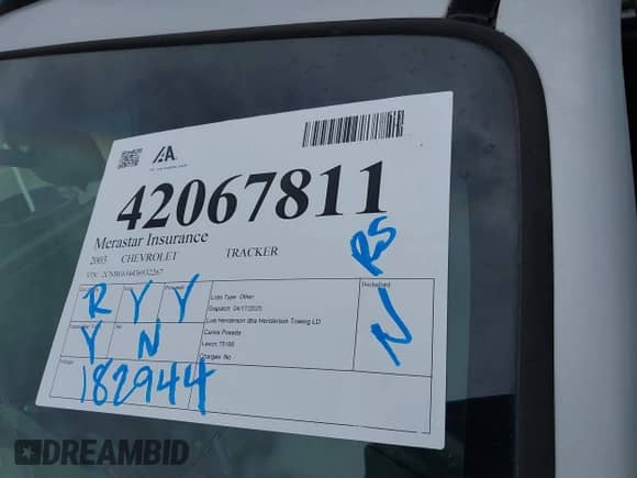 2003 Chevrolet Tracker LT с VIN 2CNBE634436932267, выставлен на аукционе IAAI как лот 42067811 с пробегом 182 944 миль миль и . История ставок и продаж доступна на DreamBid. Изображение 12.